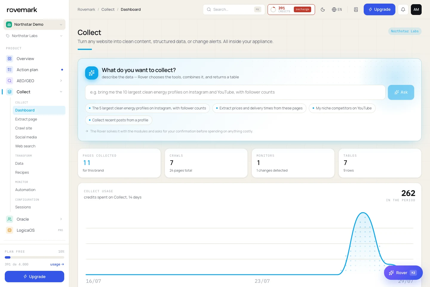 Official Collection product screen using the Northstar Labs demo company